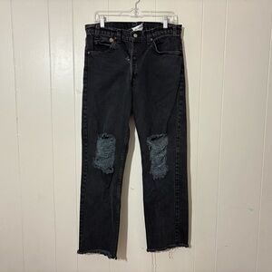 I Am Koko LA Revamped Vintage Levis Black Distressed Jeans Size 32x28